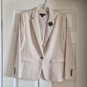 Ann Taylor Light Cream Blazer with Beautiful Brooch Pin